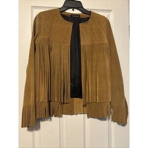 THEPERFEXT Tan Fringe Jacket